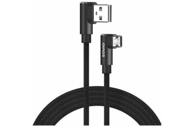 Kabel USB kątowy - Micro USB kątowy SAVIO CL-162 2m Czarny