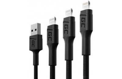 Kabel USB - Lightning GREENCELL Ray 0.3/1.2/2 m (3 szt.)