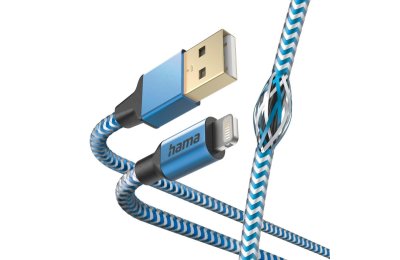 Kabel USB- Lightning HAMA Reflected 1.5 m Niebieski