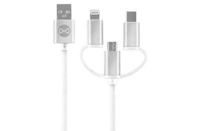 Kabel USB - Lightning/Micro USB/USB-C FOREVER WHP300 1.2m Biały