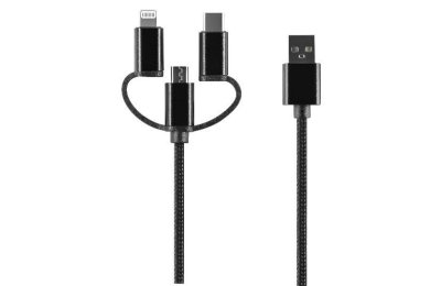 Kabel USB - Lightning/Micro USB/USB-C SETTY TD 3w1 2A 1 m Czarny