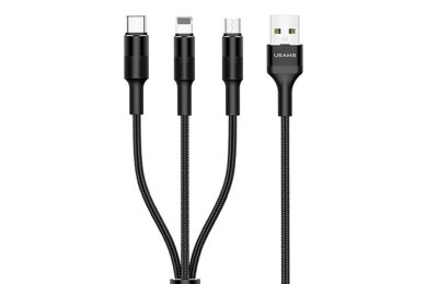 Kabel USB - Lightning/Micro USB/USB-C USAMS U5 US-SJ219 3w1 10W 1.5 m Czarny