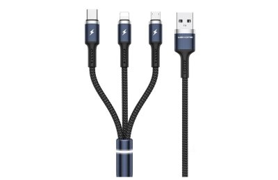 Kabel USB - Lightning/USB-C/Micro USB WEKOME WDC-119 3w1 Fython Series PD 1.2 m Czarny
