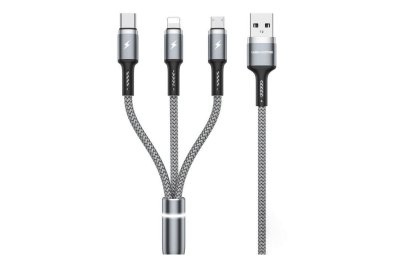 Kabel USB - Lightning/USB-C/Micro USB WEKOME WDC-119 3w1 Fython Series PD 1.2 m Srebrny