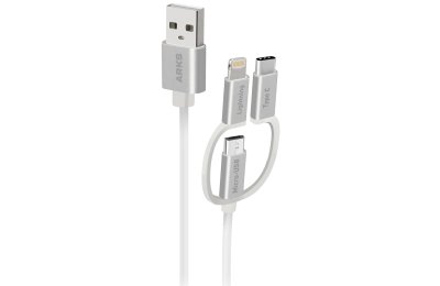 Kabel USB - Micro USB/Lightning/USB-C ARKS 1.2 m Biały