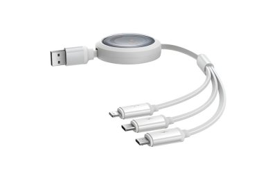 Kabel USB - Micro USB - Lightning -USB-C BASEUS Free2Draw 3w1 1.1m Biały