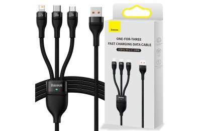 Kabel USB - Micro USB/USB-C/Lightning BASEUS Flash Series 3w1 1.2 m Czarny