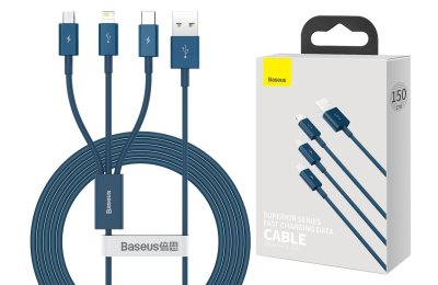Kabel USB - Micro USB/USB-C/Lightning BASEUS Superior Series 3w1 1.5 m