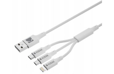 Kabel USB - Micro USB/USB-C/Lightning KODAK 3w1 1 m Biały