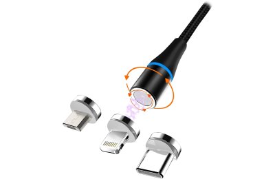 Kabel USB - Micro USB/USB-C/Lightning MSONIC MLU657 1 m Czarny