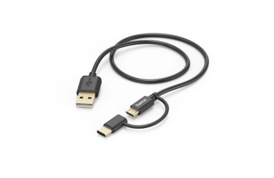 Kabel USB – Micro USB/USB-C – USB HAMA 1 m Czarny