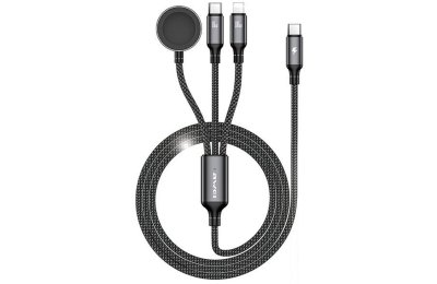 Kabel USB Typ-C/Lightning/Watch AWEI W23 1.2 m Czarny