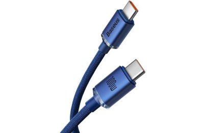 Kabel USB - USB-C BASEUS Crystal Shine 100W 2 m Niebieski