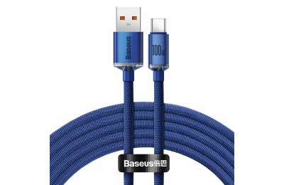 Kabel USB - USB-C BASEUS Crystal Shine 100W 2 m Niebieski