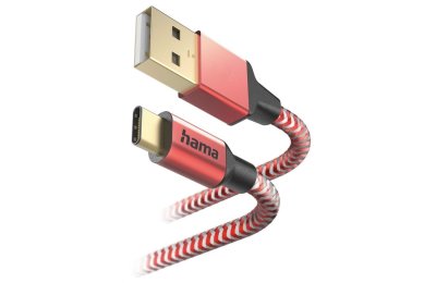 Kabel USB - USB-C HAMA Reflected 1.5 m Czerwony