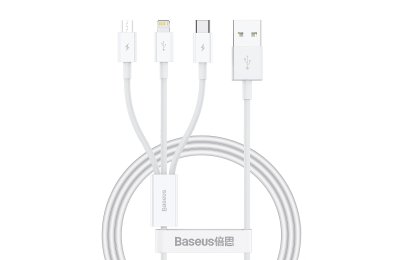 Kabel USB - USB-C/Lightning/Micro USB BASEUS Superior 3w1 1m Biały