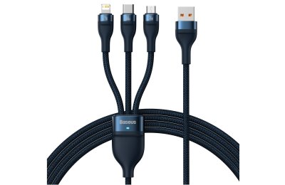 Kabel USB - USB-C/Micro USB/Lightning BASEUS Flash Series 2 66W 1.2 m Niebieski