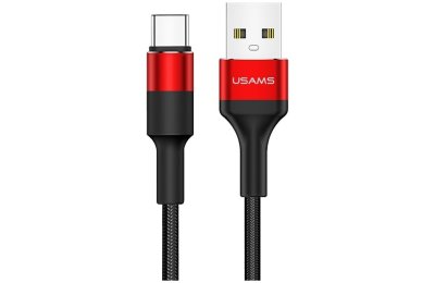 Kabel USB - USB-C USAMS U5 10W 1.2 m Czarno-czerwony