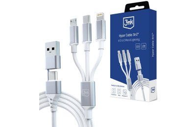Kabel USB/USB-C - USB-C/Micro USB/Lightning 3MK Hyper Cable 3in1 1.5 m Biały