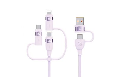 Kabel USB/USB-C - USB-C/Micro USB/Lightning USAMS U85 6w1 100W PD Fast Charge 2 m Fioletowy
