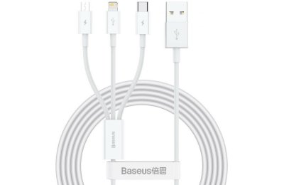 Kabel USB - USB - Lightning/USB-C/Micro USB BASEUS Superior Series CAMLTYS-02 1.5 m Biały