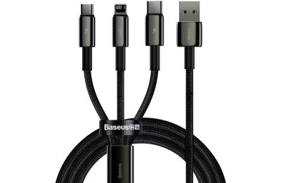 Kabel USB - USB - Lightning/USB-C/Micro USB BASEUS Tungsten Gold CAMLTWJ-01 1.5m Czarny