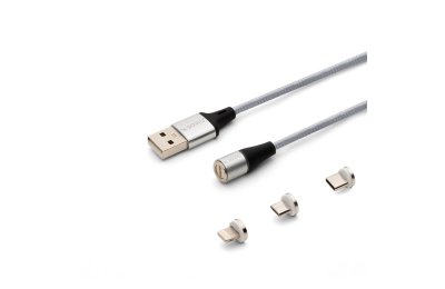 Kabel USB - USB Typ-C/Micro USB/Lighting SAVIO CL-153 1 m Srebrny