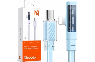 Mcdodo Kabel Kątowy USB-C Lightning Płaski 36W Do iPhone 13 14 Niebieski 2M