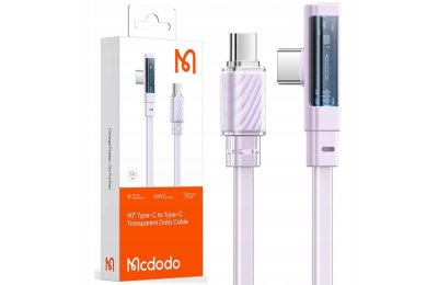 Mcdodo Kabel USB-C Kątowy Szybkie Ładowanie USB Typ C 3A 65W Fioletowy 1M
