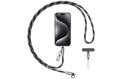 Smycz do telefonu z kablem do ładowania USB-C - Lightning USAMS SJ746 30W 1.2 m Czarny