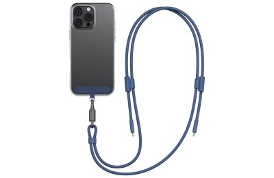 Smycz do telefonu z kablem do ładowania USB-C - USB-C ENERGEA Lasso Lanyard 240W 1.5 m Niebieski