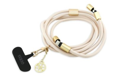 Smycz do telefonu z kablem do ładowania USB-C - USB-C GUESS Crossbody Strap 4G Charm 60W 1.5 m Beżowy