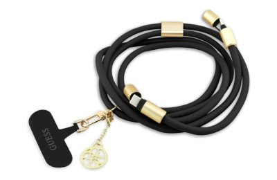 Smycz do telefonu z kablem do ładowania USB-C - USB-C GUESS Crossbody Strap 4G Charm 60W 1.5 m Czarny