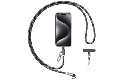 Smycz do telefonu z kablem do ładowania USB-C - USB-C USAMS SJ745 60W 1.2 m Czarny