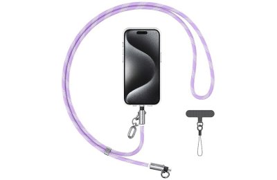 Smycz do telefonu z kablem do ładowania USB-C - USB-C USAMS SJ745 60W 1.2 m Fioletowy