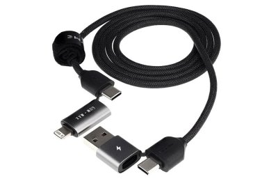 Wayme kabel do ładowania i synchronizacji, w oplocie z mikrofibry, 100 cm (4w1) USB / C > USB-C / Lightning, max 60W
