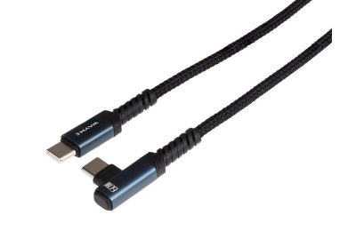 Wayme kabel do ładowania i synchronizacji, w oplocie z mikrofibry, 100 cm, USB-C > USB-C 90°, max 60W