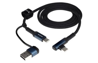 Wayme kabel do ładowania i synchronizacji, w oplocie z mikrofibry, 100 cm, USB / C > USB-C 90°, max 60W