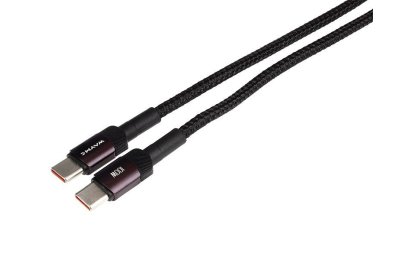 Wayme kabel do ładowania i synchronizacji, w oplocie z mikrofibry, 100 cm, USB-C > USB-C, max 100W, fioletowy