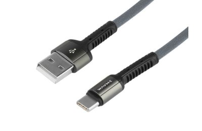 Wayme kabel do ładowania i synchronizacji, w oplocie z mikrofibry, 200 cm, USB > USB-C