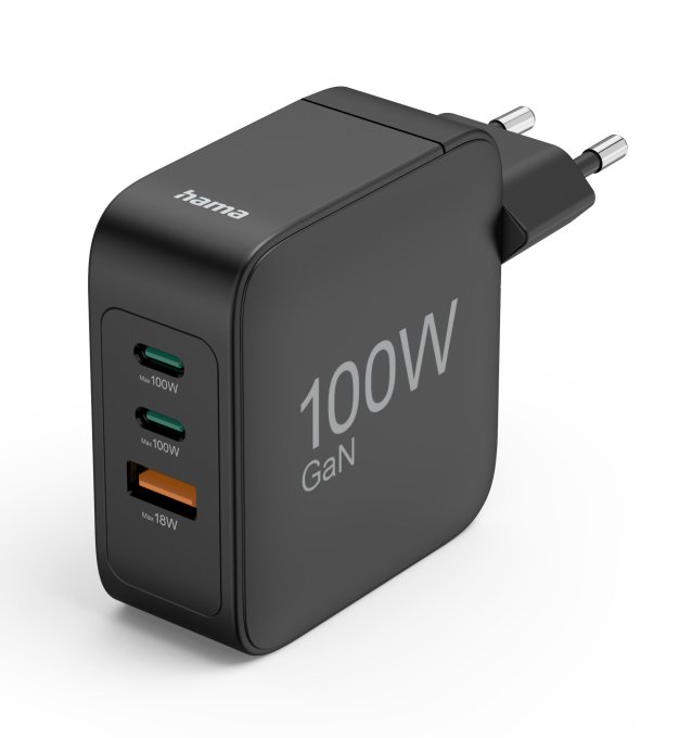 Hama GaN 100 W 2x USB-C + 1x USB-A czarna (00201962)